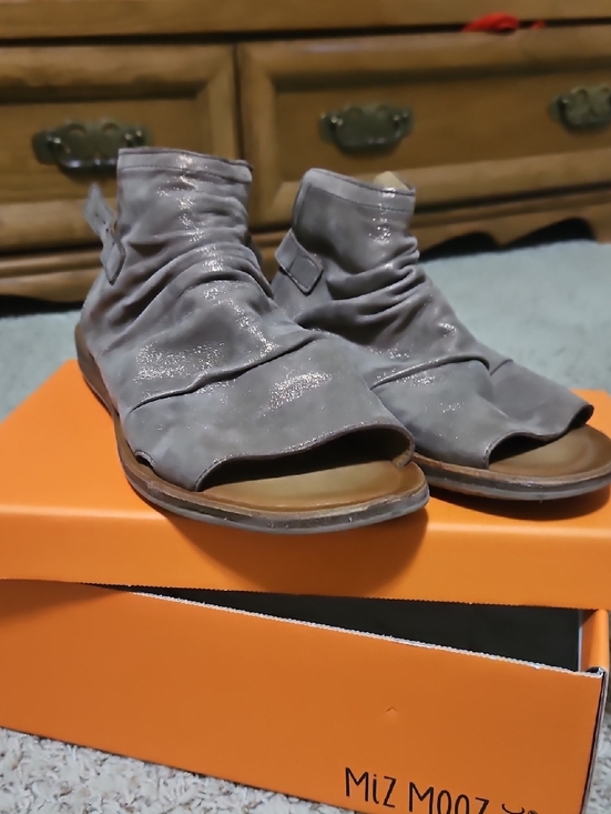 Miz Mooz Shoes - Miz Mooz Bronze Open-Toe Slouchy Ankle Mules Size 10